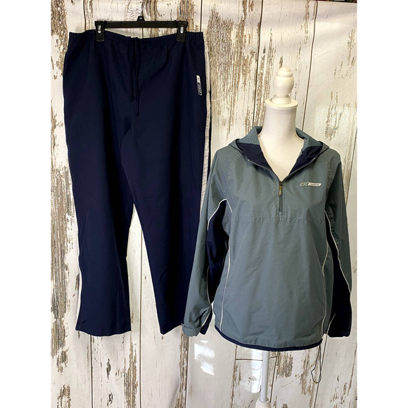 Early 2000s/90s Vintage Reebok Green And Navy Tracksuit Set - Picture 1 of 5